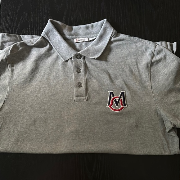 Moncler Gray Polo Shirt Classic Design Cotton Blend